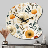 White And Yellow Playful Poppy Blossom Radiance - Asymmetric Metal Wall Clock