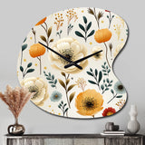 White And Yellow Playful Poppy Blossom Radiance - Asymmetric Metal Wall Clock