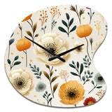 White And Yellow Playful Poppy Blossom Radiance - Asymmetric Metal Wall Clock