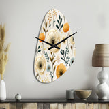 White And Yellow Playful Poppy Blossom Radiance - Asymmetric Metal Wall Clock