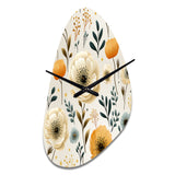 White And Yellow Playful Poppy Blossom Radiance - Asymmetric Metal Wall Clock
