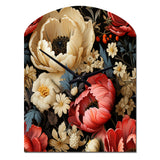 Red And Beige  Elegant Poppy Blossom Field - Asymmetric Metal Wall Clock