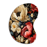 Red And Beige  Elegant Poppy Blossom Field - Asymmetric Metal Wall Clock