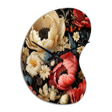 Red And Beige  Elegant Poppy Blossom Field - Asymmetric Metal Wall Clock