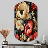 Red And Beige  Elegant Poppy Blossom Field - Asymmetric Metal Wall Clock
