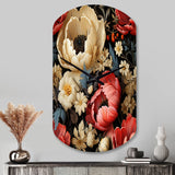 Red And Beige  Elegant Poppy Blossom Field - Asymmetric Metal Wall Clock