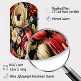 Red And Beige  Elegant Poppy Blossom Field - Asymmetric Metal Wall Clock