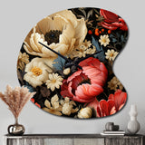 Red And Beige  Elegant Poppy Blossom Field - Asymmetric Metal Wall Clock