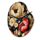 Red And Beige  Elegant Poppy Blossom Field - Asymmetric Metal Wall Clock