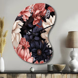 Light Pink And Pink Flowers  Pattern - Asymmetric Metal Wall Clock