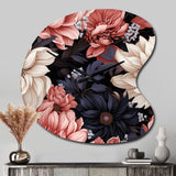 Light Pink And Pink Flowers  Pattern - Asymmetric Metal Wall Clock