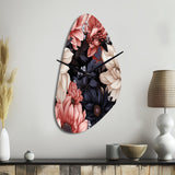 Light Pink And Pink Flowers  Pattern - Asymmetric Metal Wall Clock
