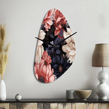 Light Pink And Pink Flowers  Pattern - Asymmetric Metal Wall Clock