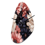Light Pink And Pink Flowers  Pattern - Asymmetric Metal Wall Clock