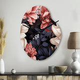 Light Pink And Pink Flowers  Pattern - Asymmetric Metal Wall Clock