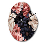 Light Pink And Pink Flowers  Pattern - Asymmetric Metal Wall Clock
