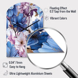 Mystical Aura Blue And Purple Floral Pattern - Asymmetric Metal Wall Clock