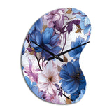 Mystical Aura Blue And Purple Floral Pattern - Asymmetric Metal Wall Clock