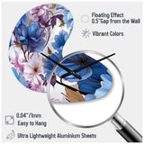 Mystical Aura Blue And Purple Floral Pattern - Asymmetric Metal Wall Clock