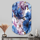 Mystical Aura Blue And Purple Floral Pattern - Asymmetric Metal Wall Clock