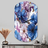 Mystical Aura Blue And Purple Floral Pattern - Asymmetric Metal Wall Clock