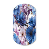 Mystical Aura Blue And Purple Floral Pattern - Asymmetric Metal Wall Clock