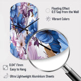 Mystical Aura Blue And Purple Floral Pattern - Asymmetric Metal Wall Clock