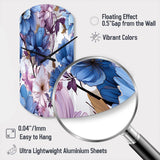 Mystical Aura Blue And Purple Floral Pattern - Asymmetric Metal Wall Clock