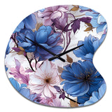 Mystical Aura Blue And Purple Floral Pattern - Asymmetric Metal Wall Clock