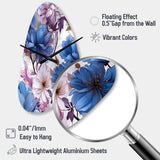 Mystical Aura Blue And Purple Floral Pattern - Asymmetric Metal Wall Clock