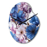 Mystical Aura Blue And Purple Floral Pattern - Asymmetric Metal Wall Clock