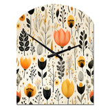 Beige Bohemian Bliss Floral Pattern - Asymmetric Metal Wall Clock