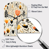 Beige Bohemian Bliss Floral Pattern - Asymmetric Metal Wall Clock