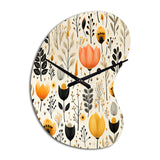 Beige Bohemian Bliss Floral Pattern - Asymmetric Metal Wall Clock