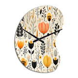 Beige Bohemian Bliss Floral Pattern - Asymmetric Metal Wall Clock