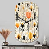Beige Bohemian Bliss Floral Pattern - Asymmetric Metal Wall Clock