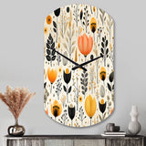 Beige Bohemian Bliss Floral Pattern - Asymmetric Metal Wall Clock