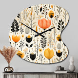 Beige Bohemian Bliss Floral Pattern - Asymmetric Metal Wall Clock