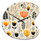 Beige Bohemian Bliss Floral Pattern - Asymmetric Metal Wall Clock