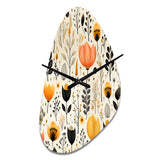 Beige Bohemian Bliss Floral Pattern - Asymmetric Metal Wall Clock