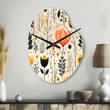 Beige Bohemian Bliss Floral Pattern - Asymmetric Metal Wall Clock