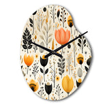 Beige Bohemian Bliss Floral Pattern - Asymmetric Metal Wall Clock
