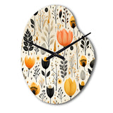 Beige Bohemian Bliss Floral Pattern - Asymmetric Metal Wall Clock