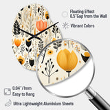 Beige Bohemian Bliss Floral Pattern - Asymmetric Metal Wall Clock