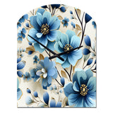 Blue Coastal Elegance Floral Pattern - Asymmetric Metal Wall Clock