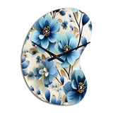 Blue Coastal Elegance Floral Pattern - Asymmetric Metal Wall Clock