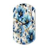 Blue Coastal Elegance Floral Pattern - Asymmetric Metal Wall Clock