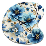 Blue Coastal Elegance Floral Pattern - Asymmetric Metal Wall Clock