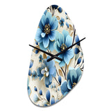 Blue Coastal Elegance Floral Pattern - Asymmetric Metal Wall Clock