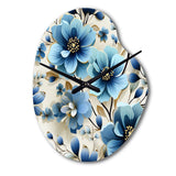 Blue Coastal Elegance Floral Pattern - Asymmetric Metal Wall Clock